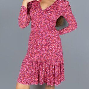 Diane von Furstenberg Alyssa Ruched Stretch Mesh Dress XL